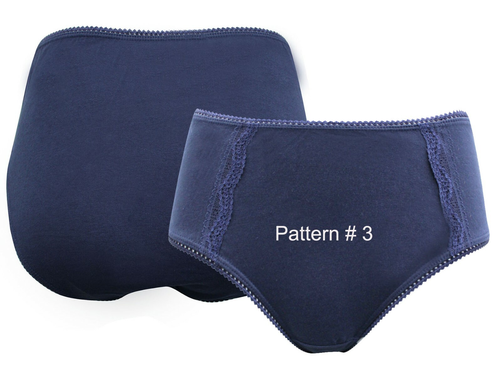 BPC Selection Navy/Wine Cotton Rich Lace Trim Full Briefs Plus Size 14/16 -30/32