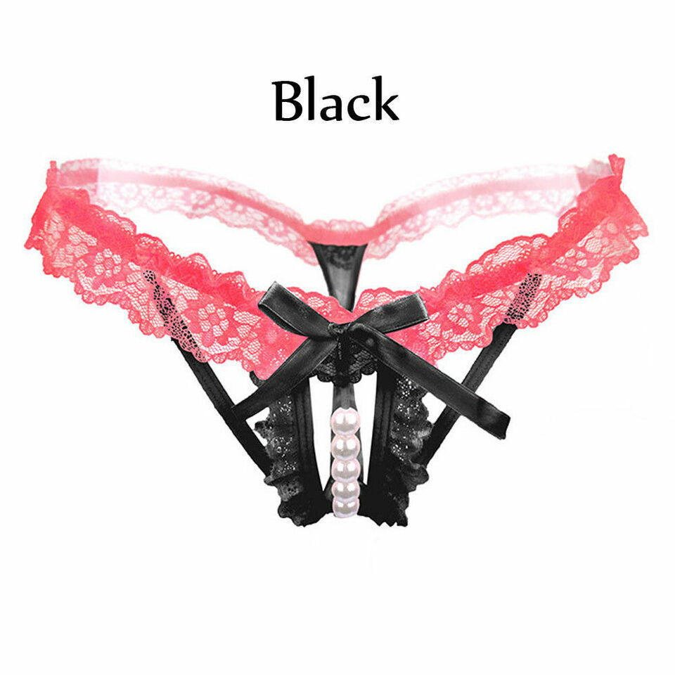 Sexy Womens Crotchles Pearl Panties Lace Thongs G-string Underwear T-back Panty