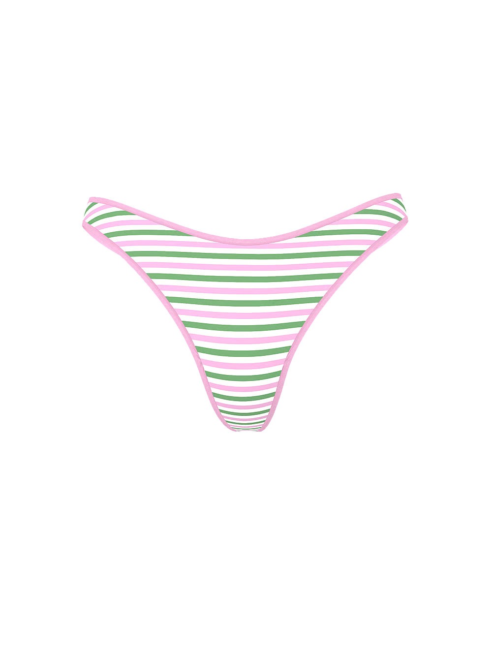 Victoria’s Secret PINK – M Cotton High-Leg Thong Panty White Green Stripe Medium