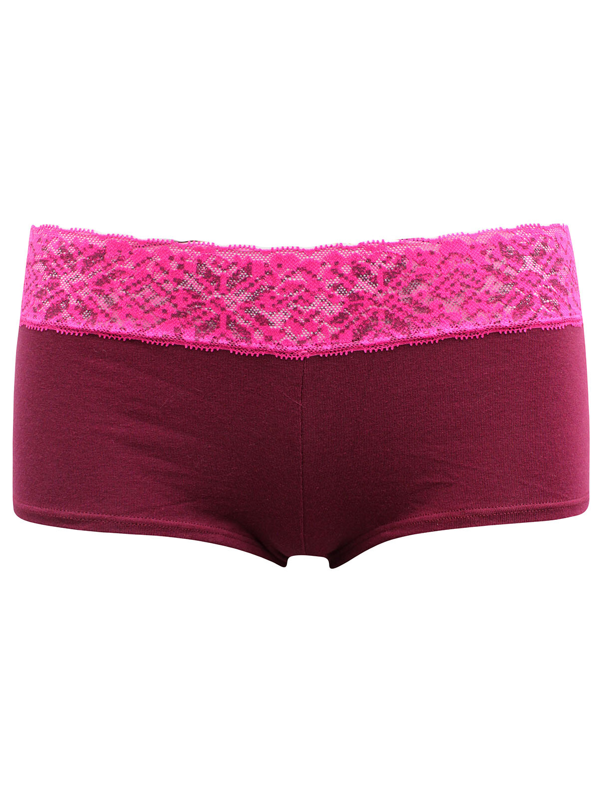 La Senza Claret (Red) Contrast Lace Trim Boyshort Knickers/Briefs – Size S to XL