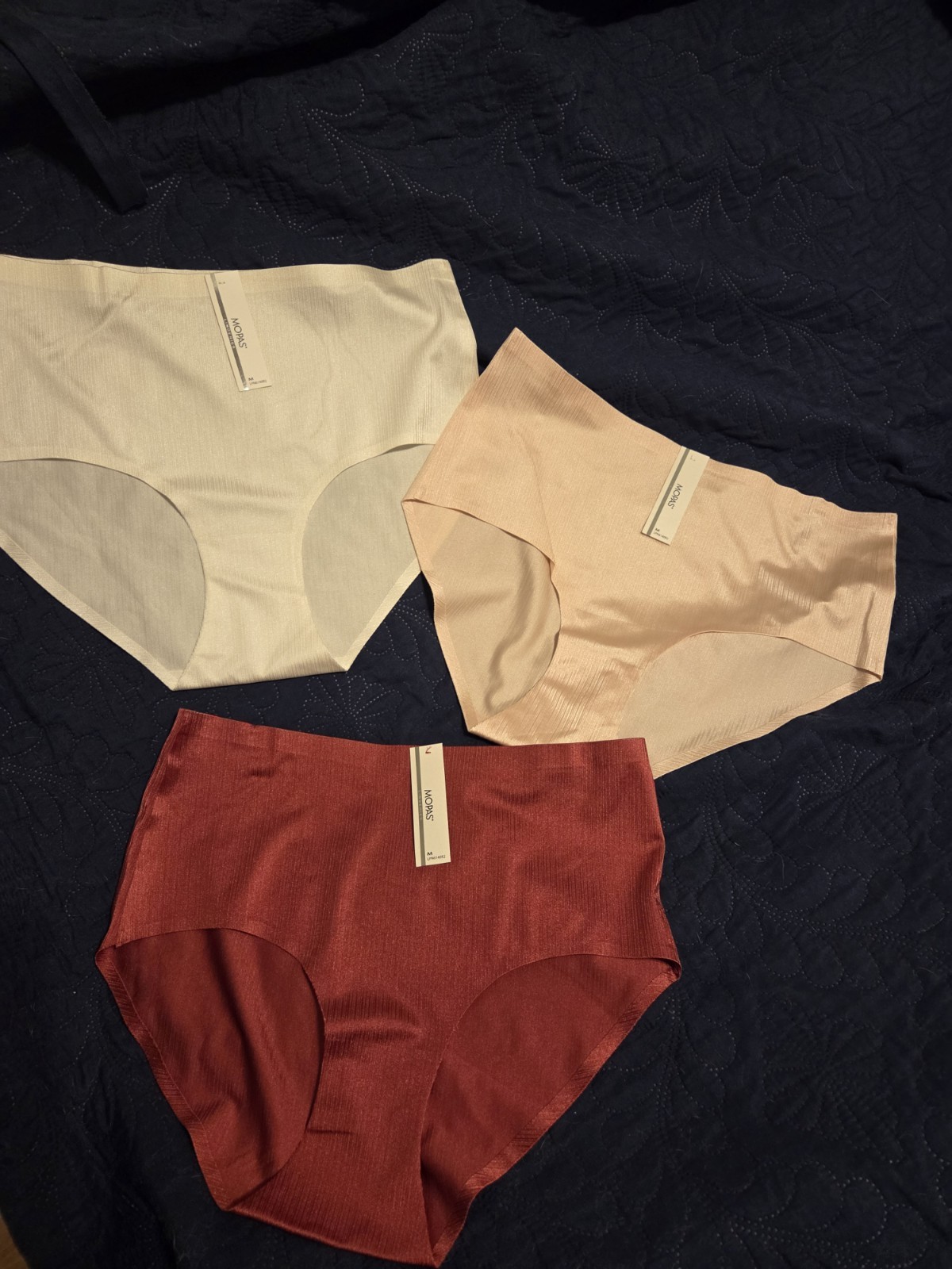 NWT 3 Mopas Shiny Soft Women’s Brief Panty Seamless Full Coverage Size Medium 6