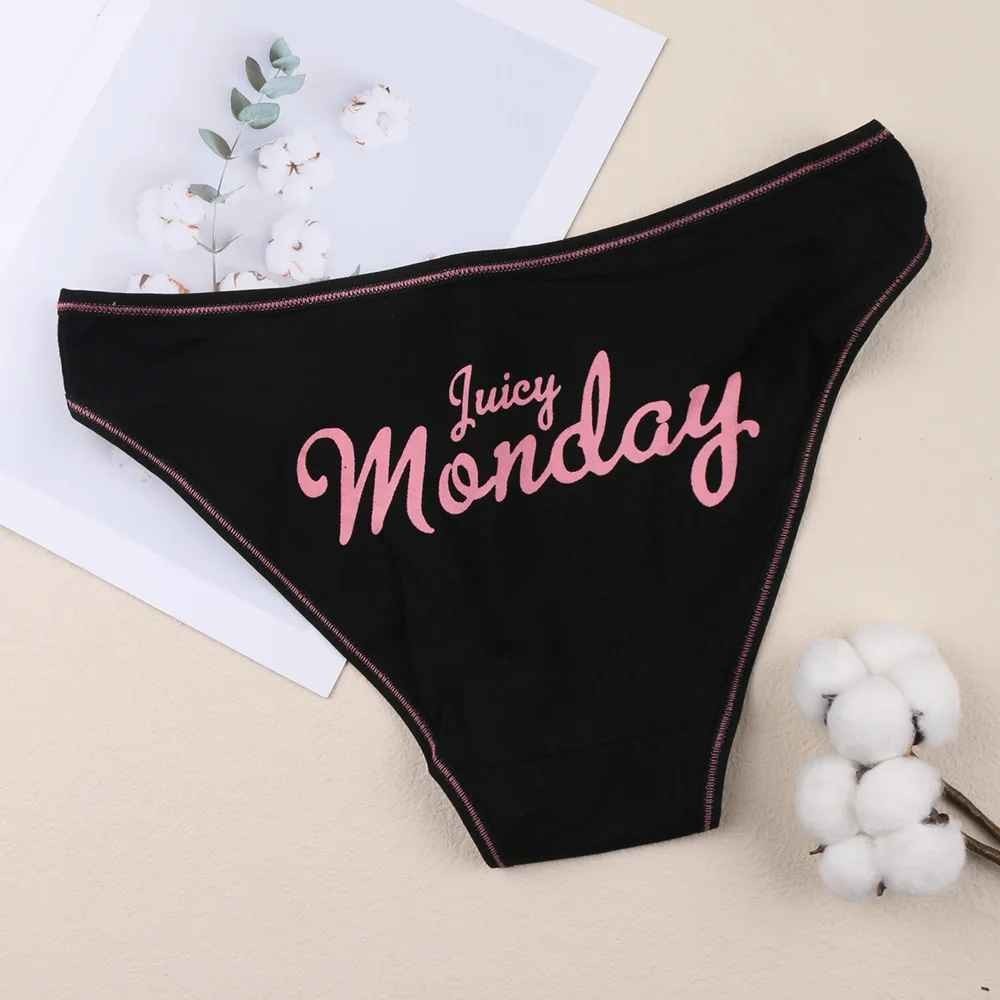 7 Pcs 7 Day Print Women Sexy Cotton Panties Week Briefs Female Comfort Underwear