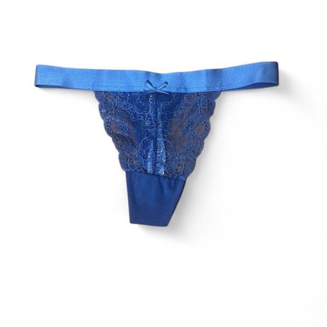 Adore Me Panty Sz XS Blue Lace Thong Feminine Lace Fairy Cottagecore