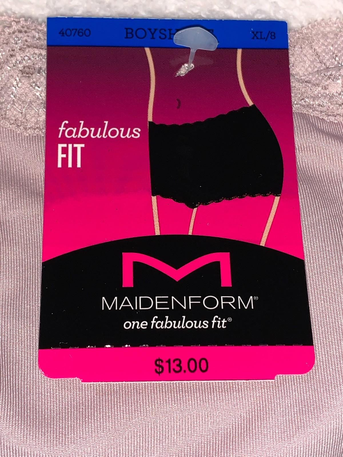 MAIDENFORM Fabulous Fit Classic Lace Trim Gloss Boyshort Panty Womens Sz M L 2XL