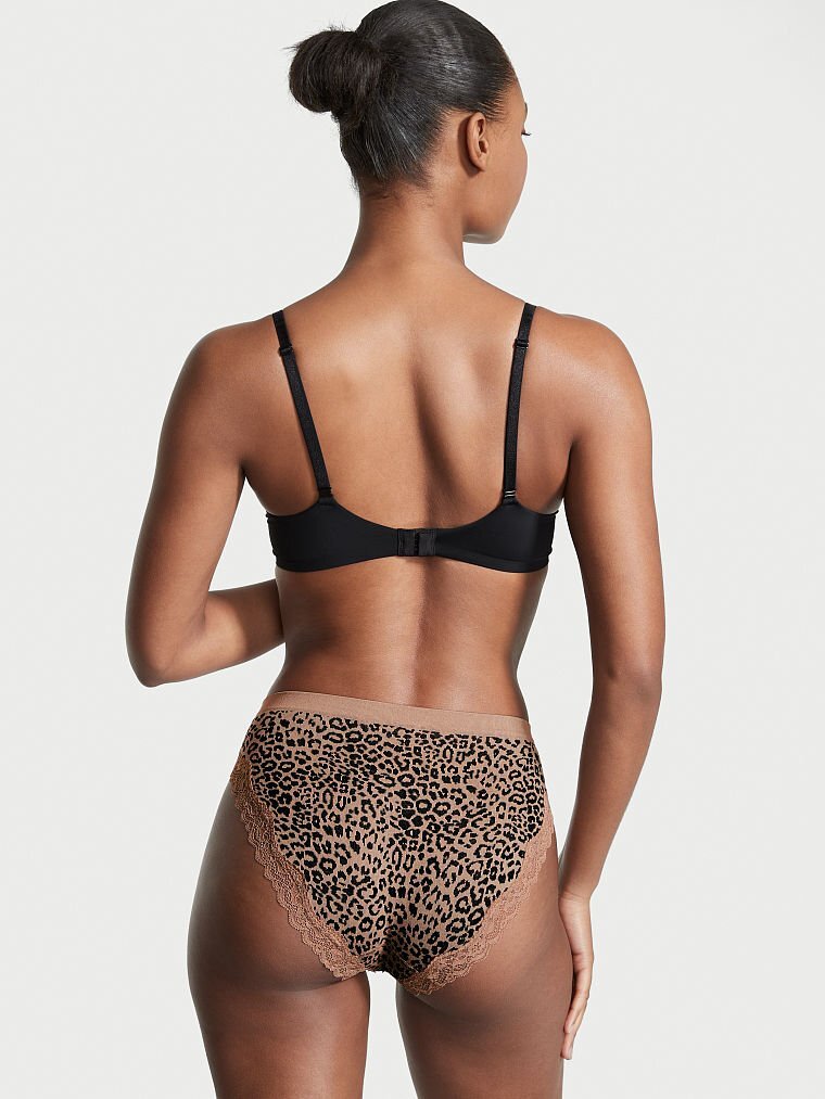 XL Tan Leopard Lace SEAMLESS NOSHOW Victorias Secret High-Leg Waist Brief Pantie