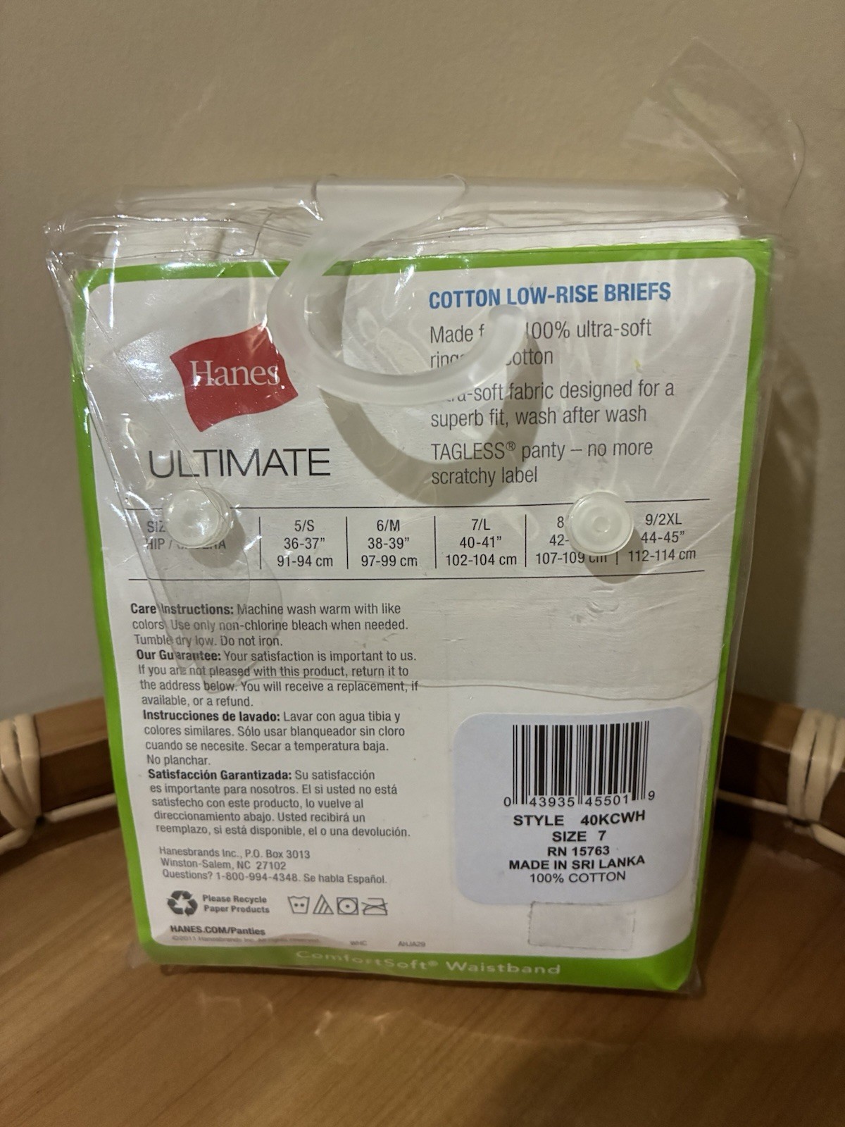 Hanes Ultimate Low Rise Briefs size 7 large Cotton WHITE 3 Pack NEW