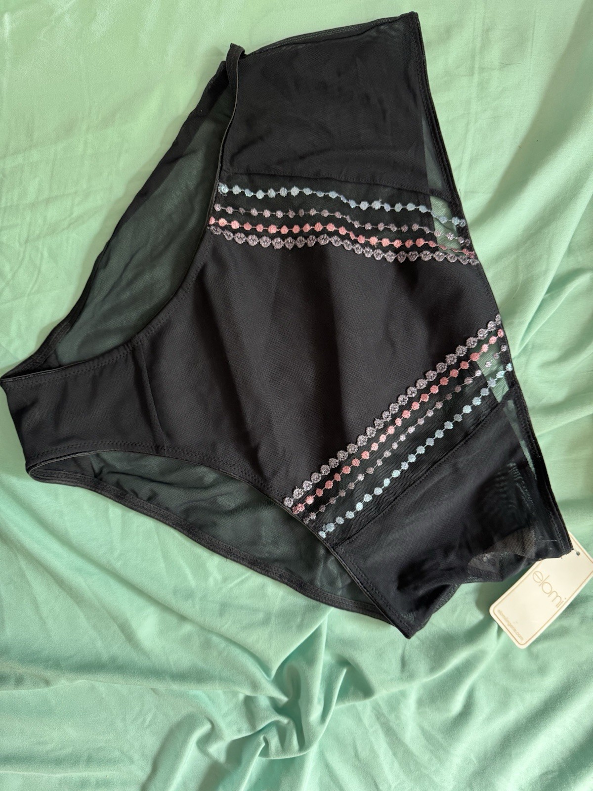NWT $32 Elomi [ XXL ] Matilda Embellished Briefs in Unicorn Blue/Grey #T1031