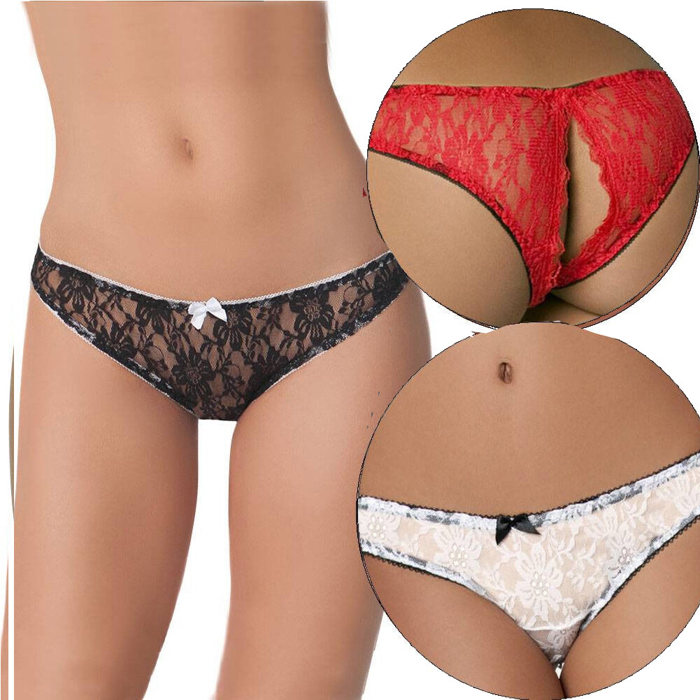 Women’s Lace Panties Crotchless Underwear Thongs Lingerie G-string Floral Briefs