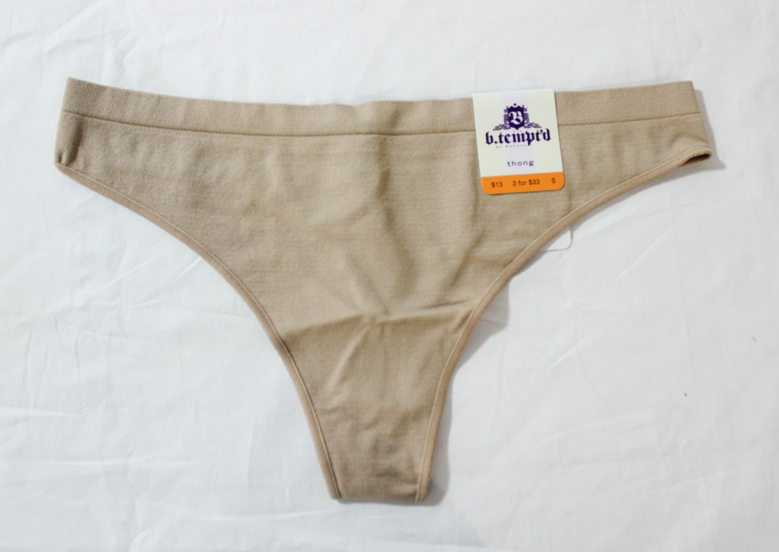 B Tempt’d Women’s Seamless Comfort Intended Thong DH3 Au Natural Small NWT