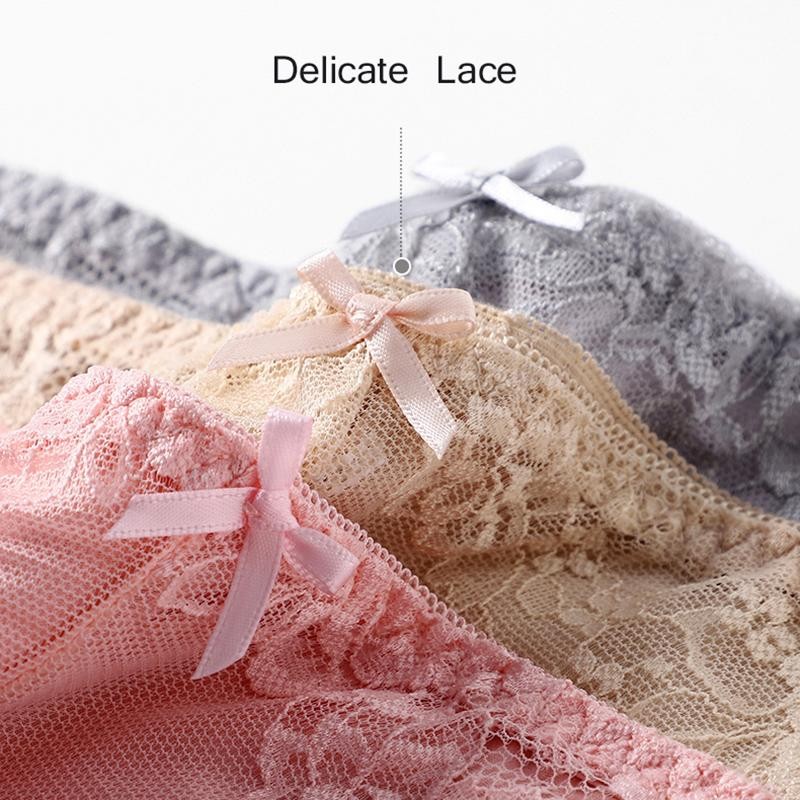 7PCS Women Cotton Lace Transparent Plus Size Antibacterial Comfortable Panties S