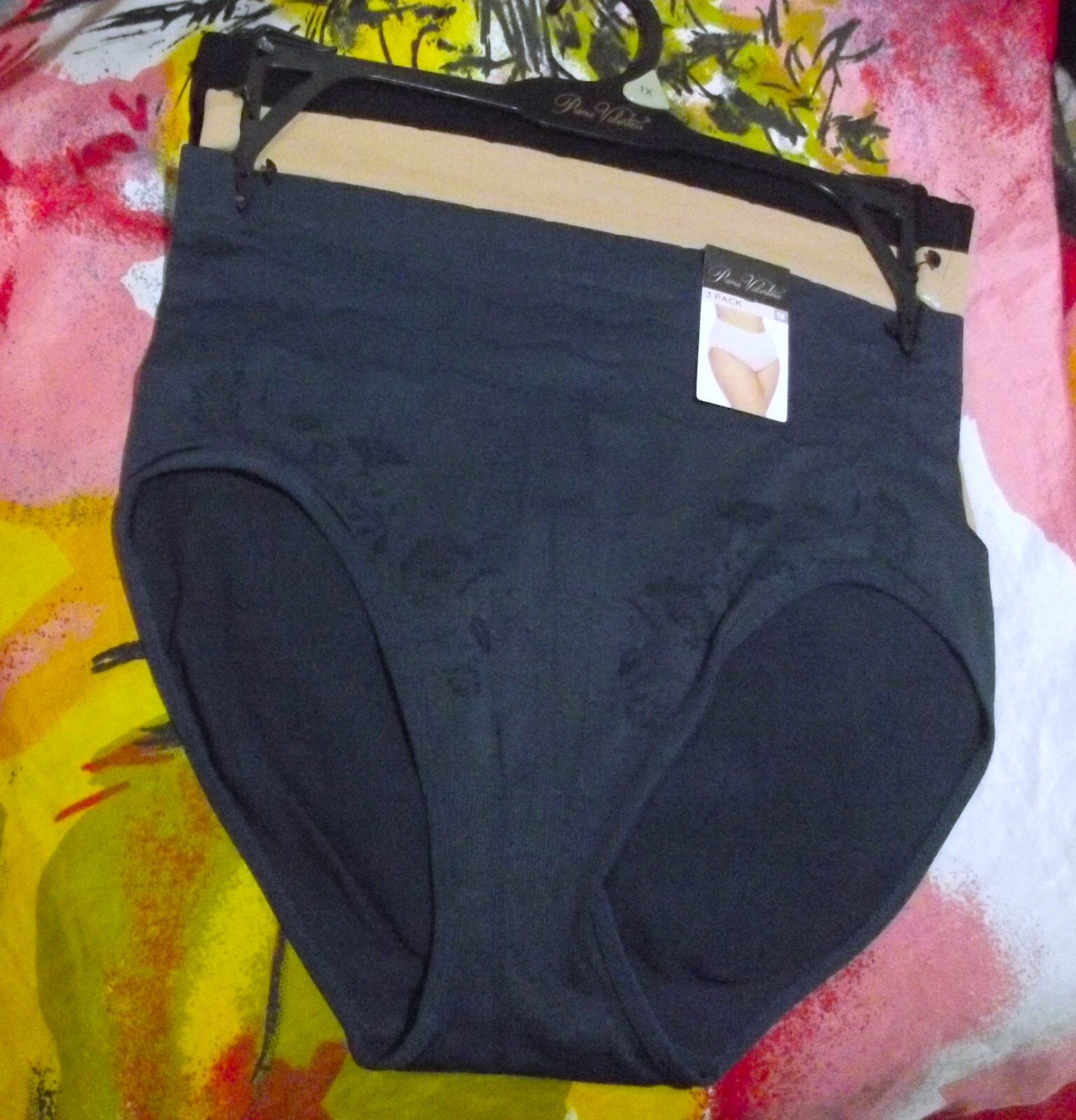 3 NEW PRIMA VALENTINA 16022X NY/BG/BK PLUS SIZE SEAMLESS BRIEF PANTIES 1X