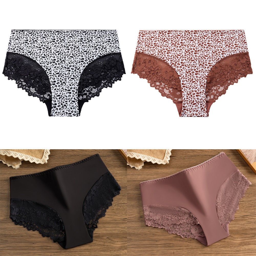 4 Pack Lot Ladies Womens Sexy Panties Underwear Sheer Lace Lingeries Briefs Soft