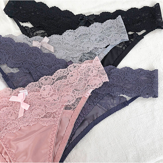 1/5 Pack Lot Women’s Sexy Satin Panties Lace Thong G-string Underwear Lingeries