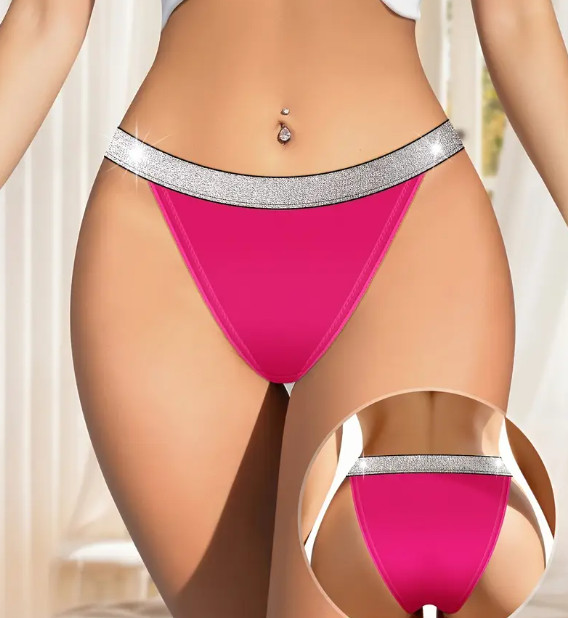 4 Pack Liquid Satin Panty Hot Sexy Naughty Slippery Glitter Strap Size L 🔥