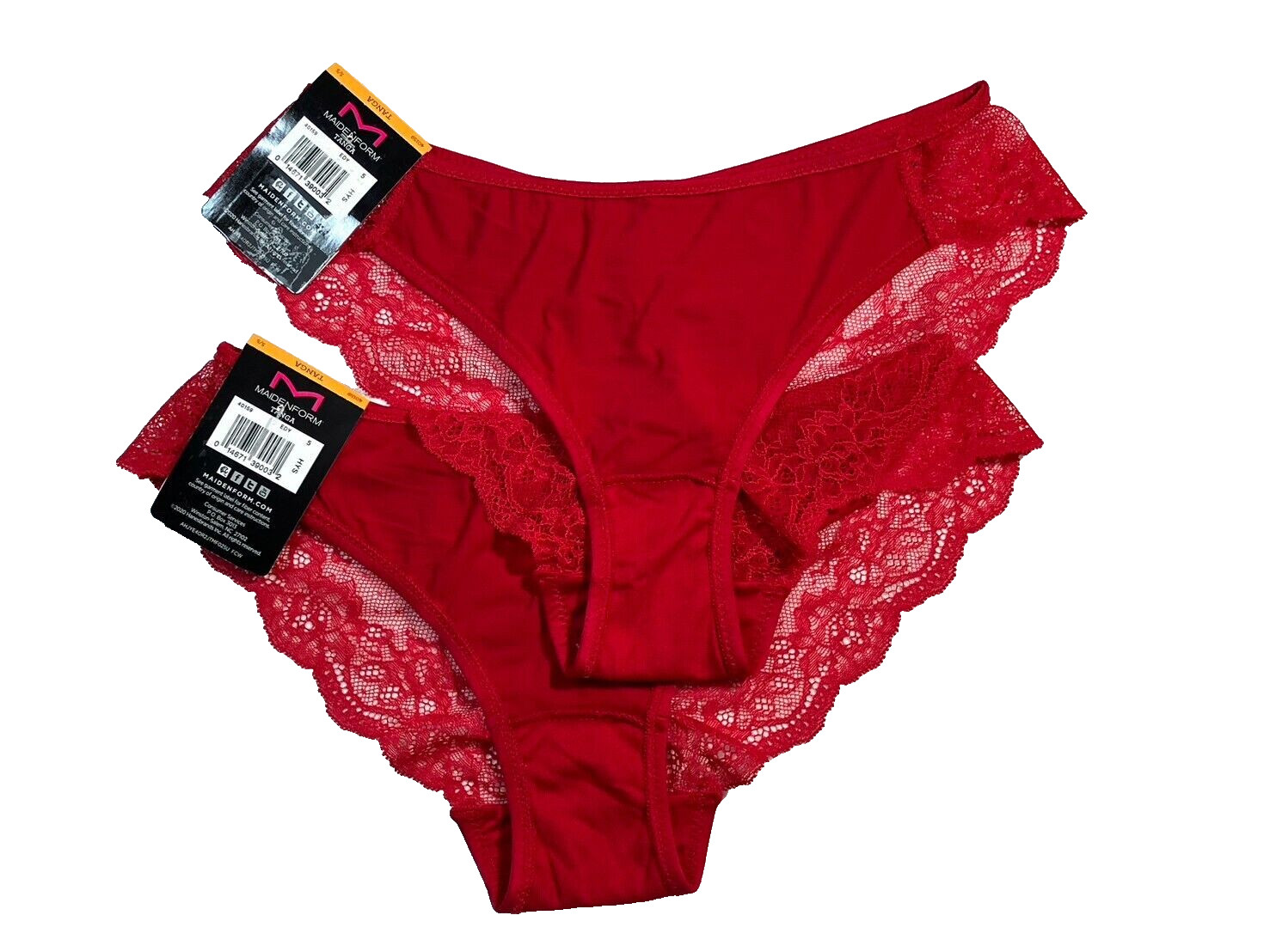 NWT 2-Pack Maidenform S Comfort Devotion Lace Back Tanga Underwear 40159 Red