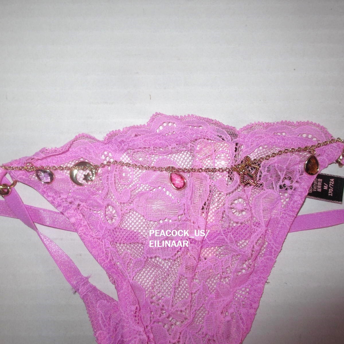 Victoria Secret Very Sexy Charm Chain Bling Lace V-String Panty S M L XL $25
