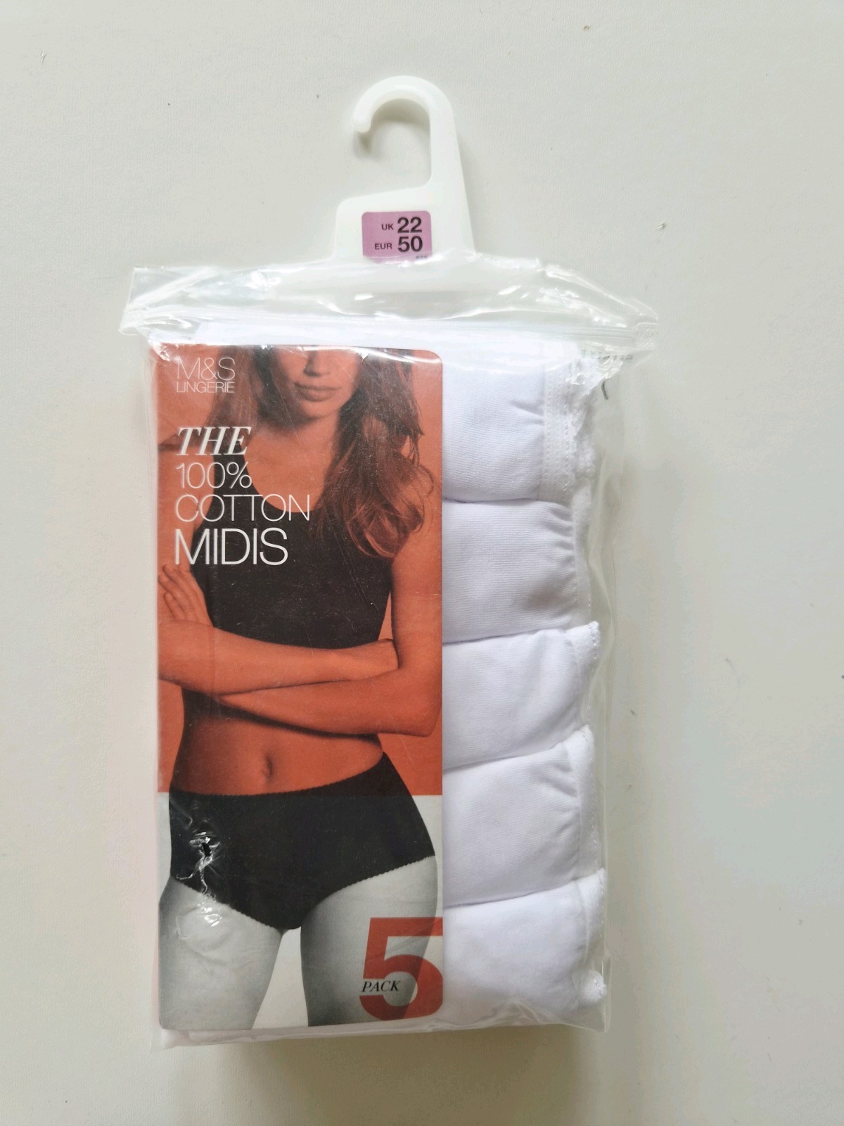 M&S SIZE 22 MIDIS KNICKERS WHITE 100% COTTON NEW MARKS AND SPENCER
