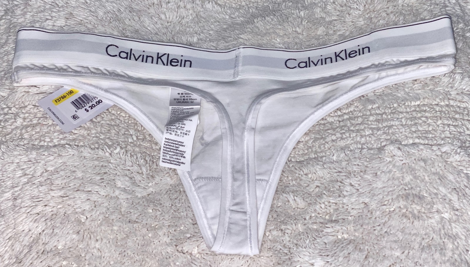 CALVIN KLEIN Modern Cotton White Black Grey Thong Panty Womens S 5 M 6 L 7 F3786