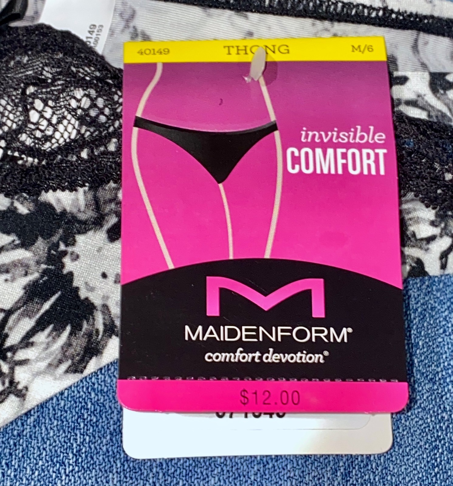 MAIDENFORM Comfort Devotion Tailored Floral Lace Trim Thong Panty Womens S L XL