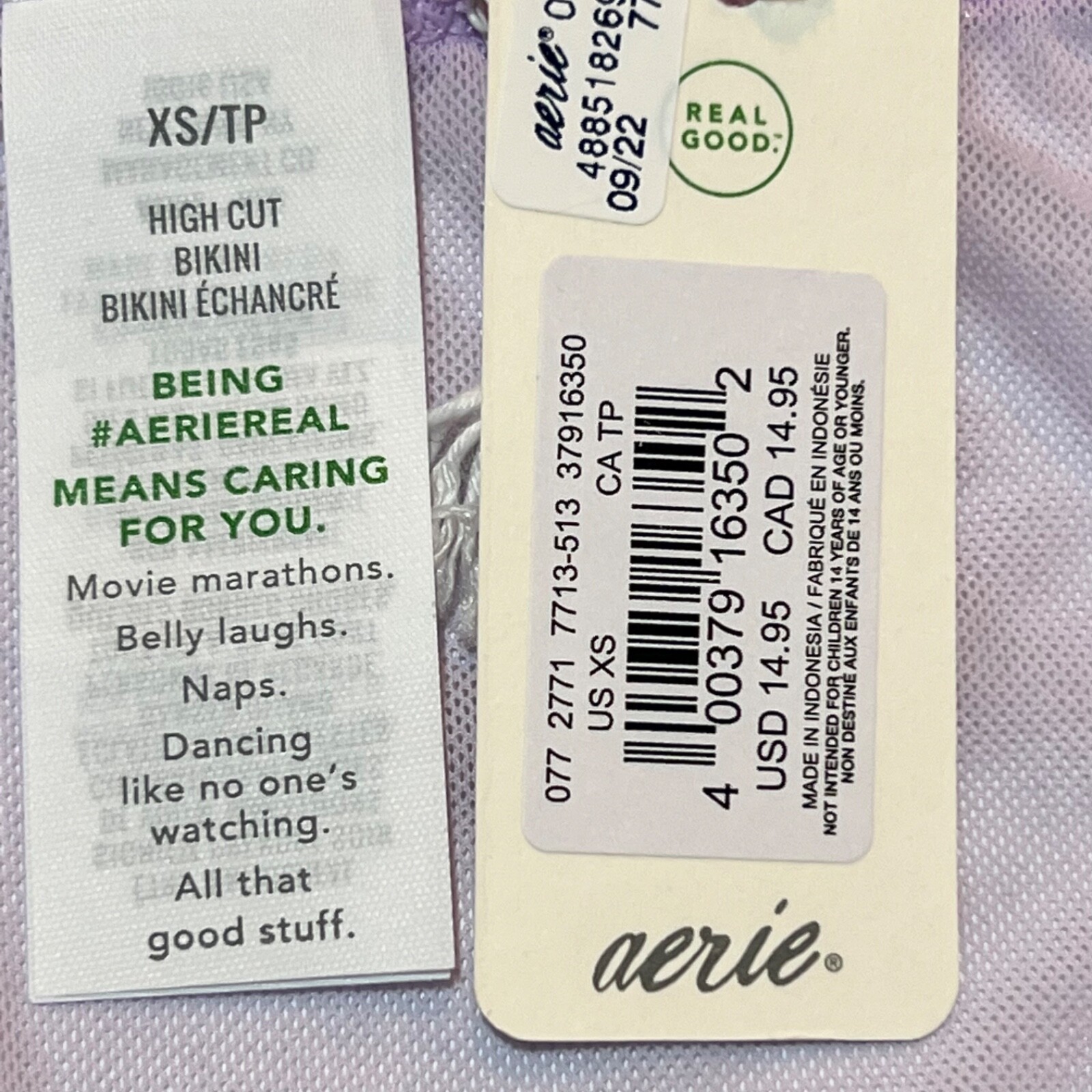 NWT AERIE Smoothez High Cut Bikini Pantie Sz XS-S-M-XL Purple Mesh