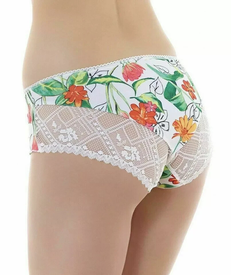 Freya Utopia Short Brief Size S 10 12 White Green Lace Knickers Lingerie 1986