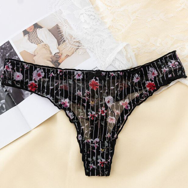 6Packs Lot Sexy Womens Floral Sheer Panties Thong G String Underwear Lingeries