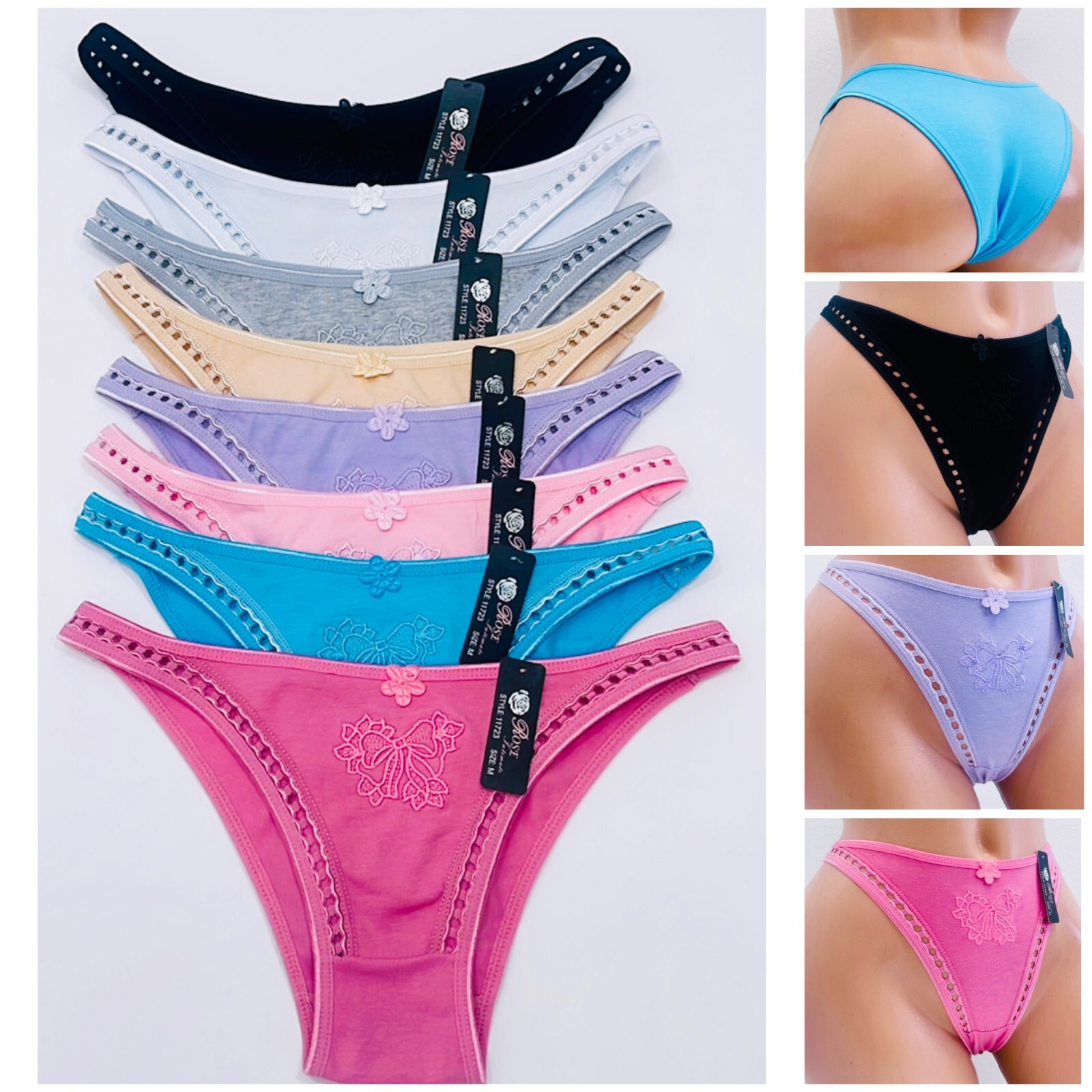 New 6 PACK Women Bikini Panties Brief Floral Cotton Underwear 1723 Size S M L XL