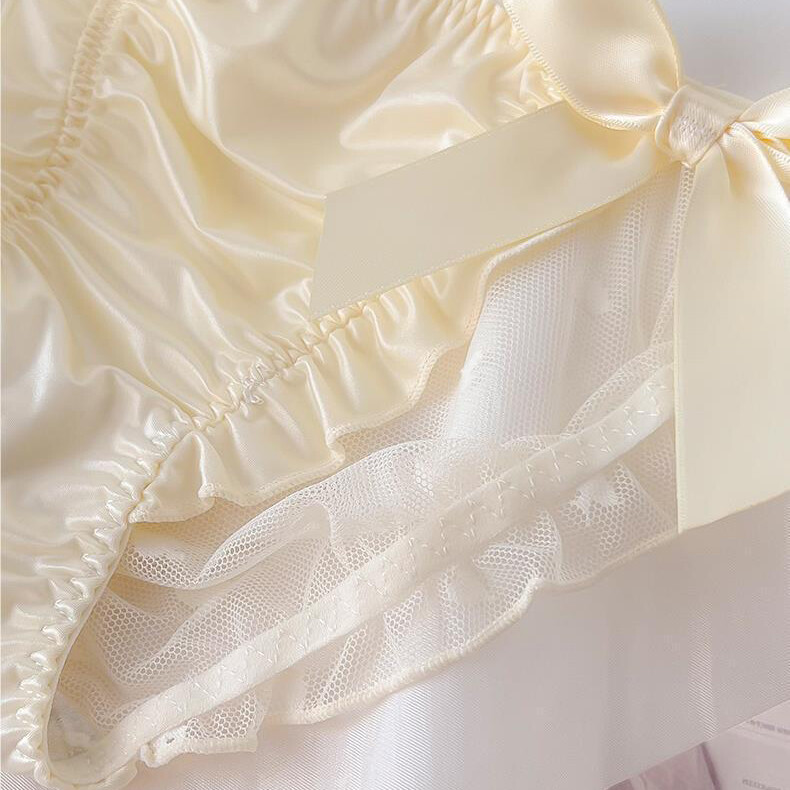 Lot 5 Pcs Sexy Ladies Womens Satin Panties Briefs Bow Sheer Underwear Intimate