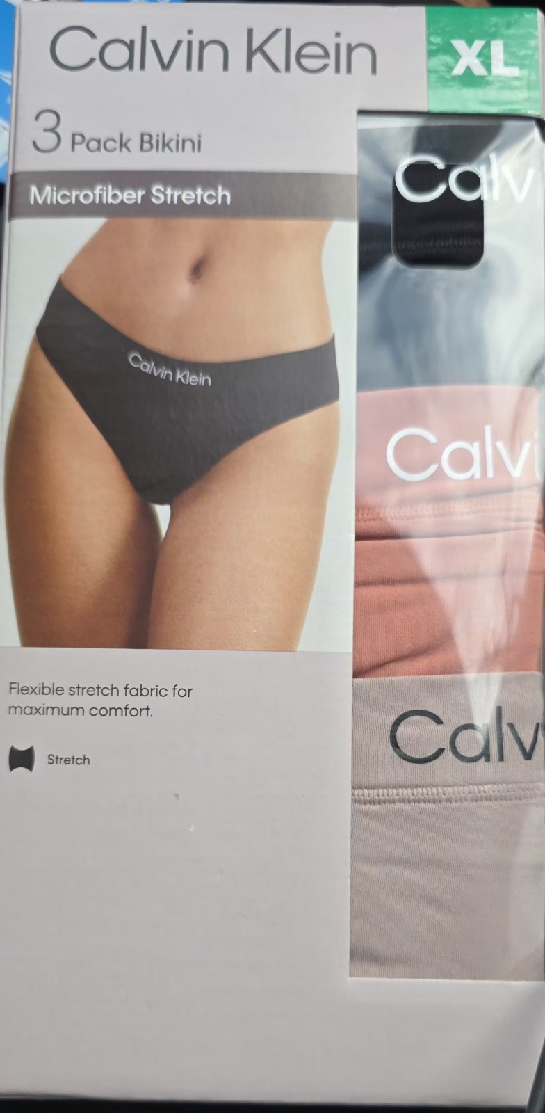 Calvin Klein Womens Bikini 3 Pack XL Khaki