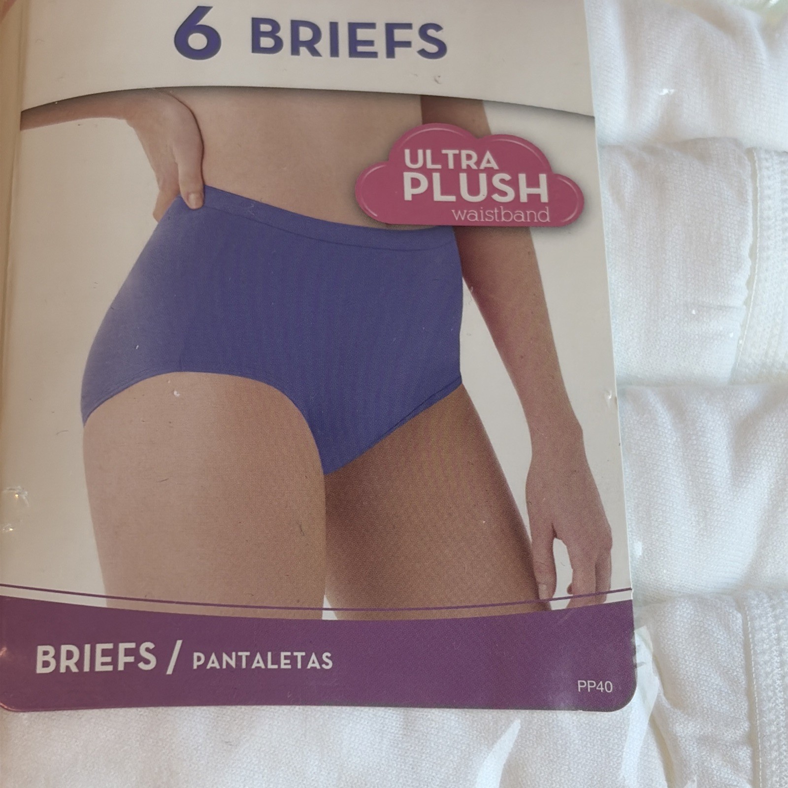 6 Pack Hanes Cotton Briefs Size 10 White Ultra Plush Waistband Tagless Comfort