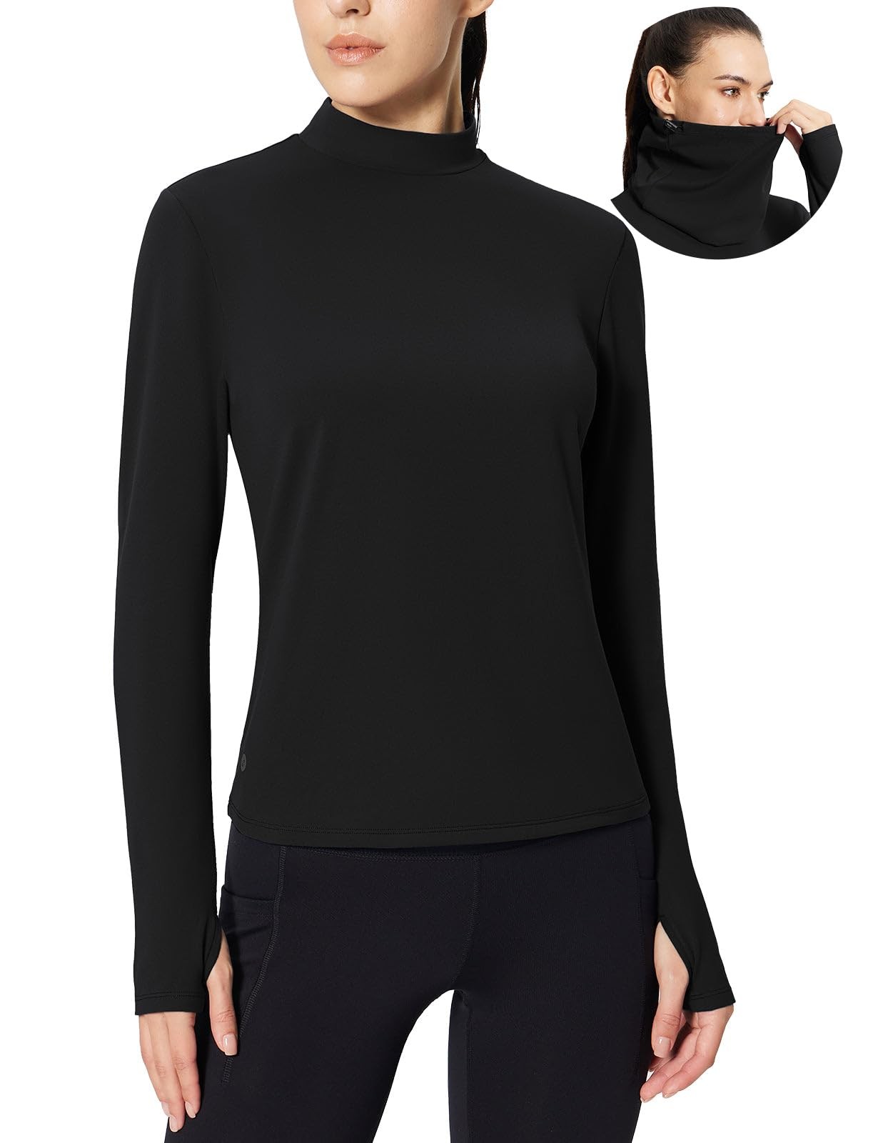 Thermal Long Sleeve Shirts for Women Mock Neck Base Layer Warm Fleece Winter …