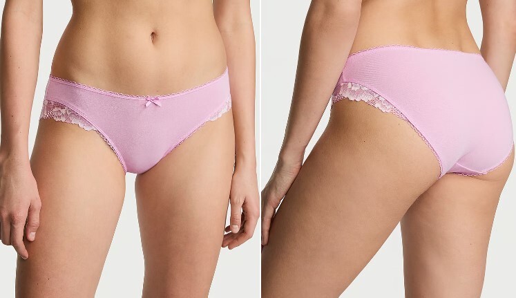 VICTORIA’S SECRET Cotton Lace Trim Bikini Panty, Violet Sugar XS S M L XL XXL