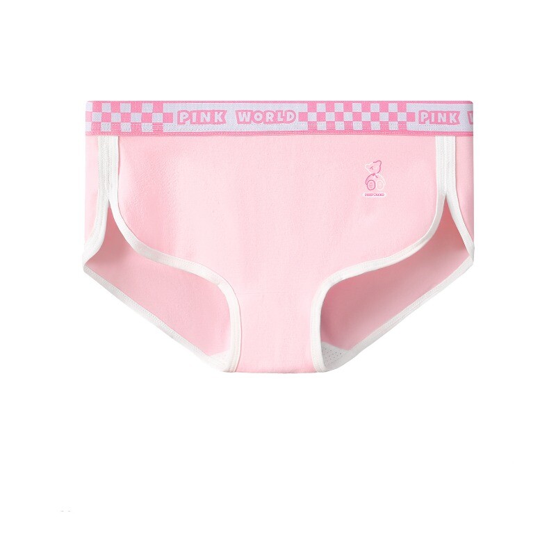 Mid Waist Antibacterial Teenage Sports Triangle Panties Pink Women’s Underwear