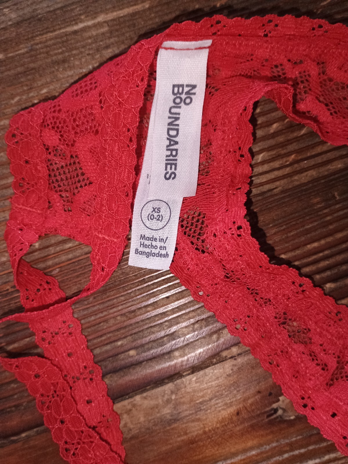 Women’s No Boundaries Cherry Tomato Strappy Lace Thong Panties Size XS (0-2)