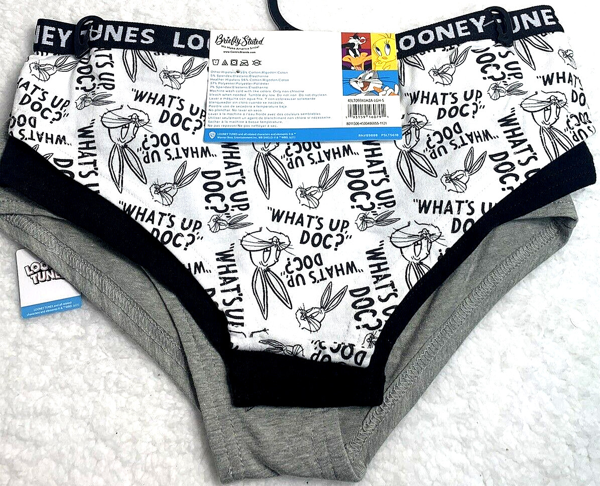 Looney Tunes Women’s Hipsters SZ Small 3-Pk Cotton Stretch, What’s Up Doc?