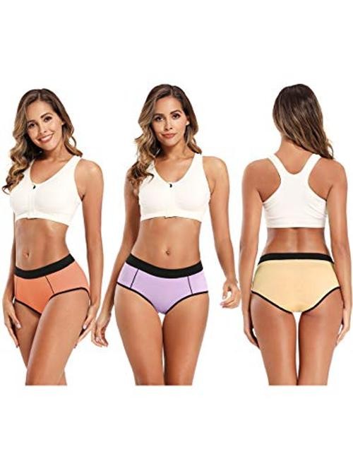 Women’s Cotton Stretch Underwear Ladies Mid-high 3X-Large Multicolored-5pack