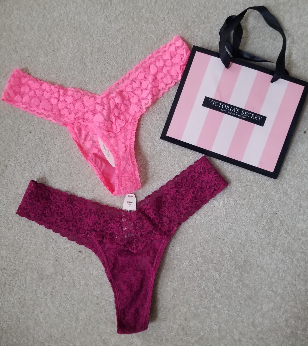 Victoria’s Secret VINTAGE The Lacie Thong Panty & LACE Panty ONE SIZE, Lot Of 2