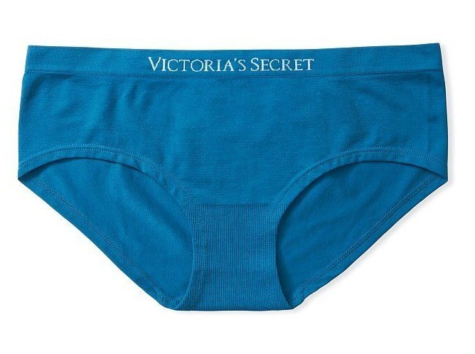 XL Bright Blue Turquoise Seamless LOGO Victorias Secret Hipster Hiphugger Panty