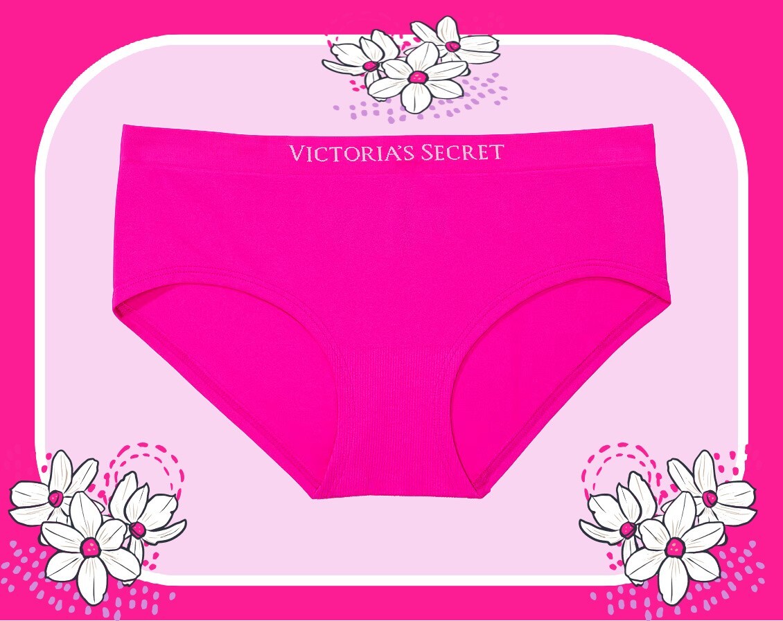 M Bright HOT Fuchsia Pink Seamless LOGO Victorias Secret Hipster Hiphugger Panty