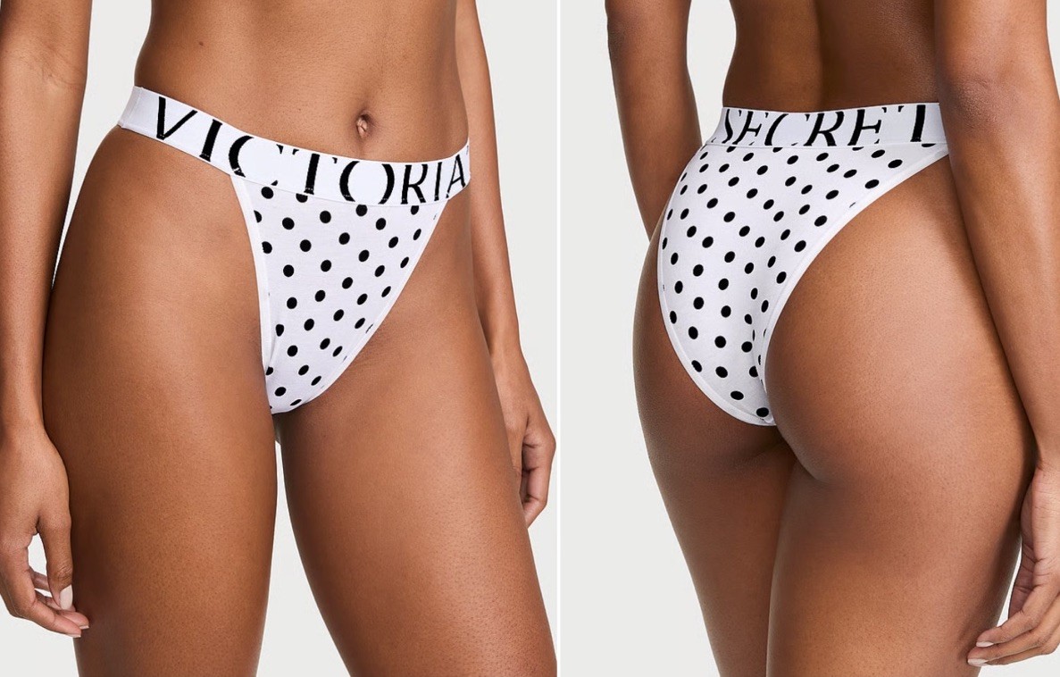Victoria’s Secret Cotton Exploded Logo Cotton 90s Brief Panty Size XS Polka Dot