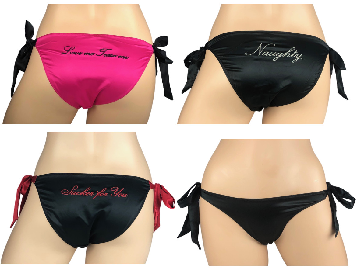 VICTORIA’S SECRET TEASE FLIRTY EMBROIDERED SIDE TIE CHEEKY BOW PANTY XS S M L XL