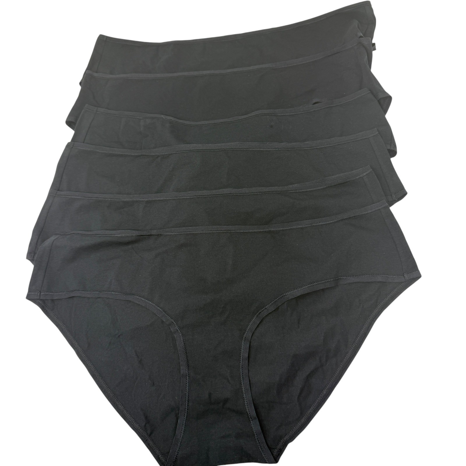Quince Organic Cotton Hipster Underwear (6-pack) Black NEW Womens XL