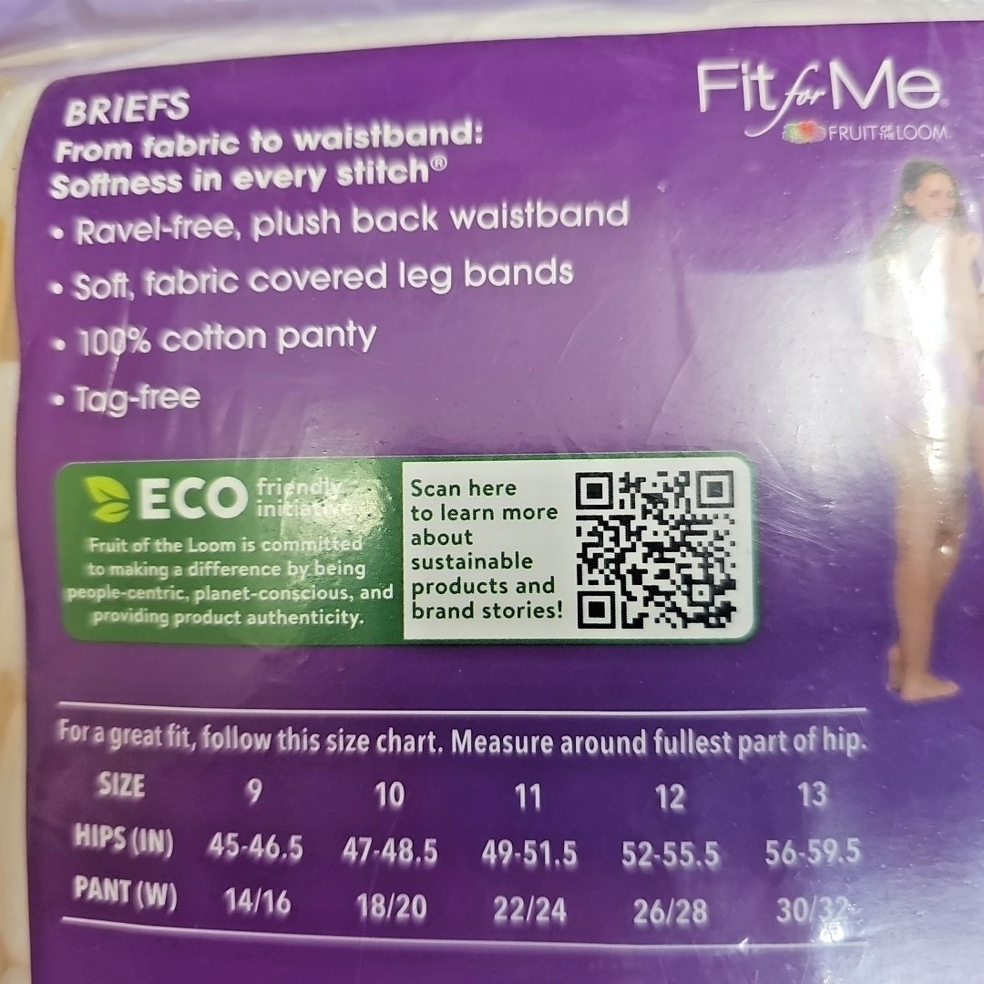 Fruit of the Loom Fit For Me Cotton Women’s Briefs Panties 6-Pack Size 13 / 5X