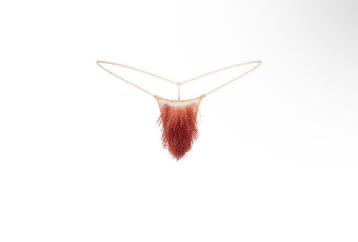 SKIMS Faux Hair Micro String Thong – CLAY GINGER STRAIGHT – Small – IN HAND