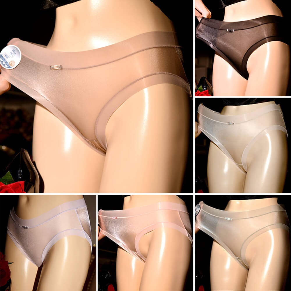 6pcs Womens Silky Shiny Glossy Panties Underwear High Stretch Sheer Briefs Lots