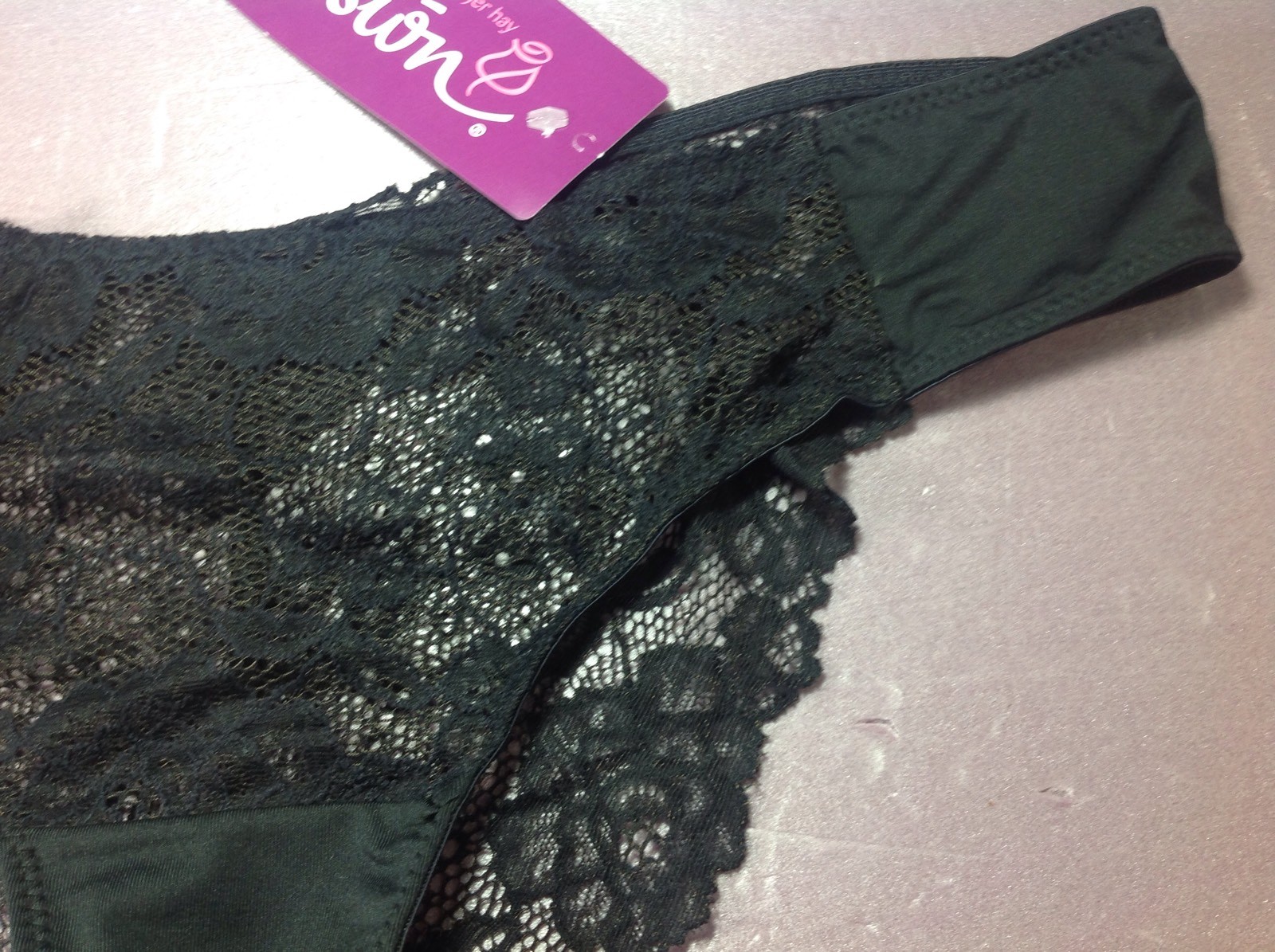 Women Panties,Briefs Bikinis,ILUSION,size XL.Black Fishnet Floral Soft And Silky