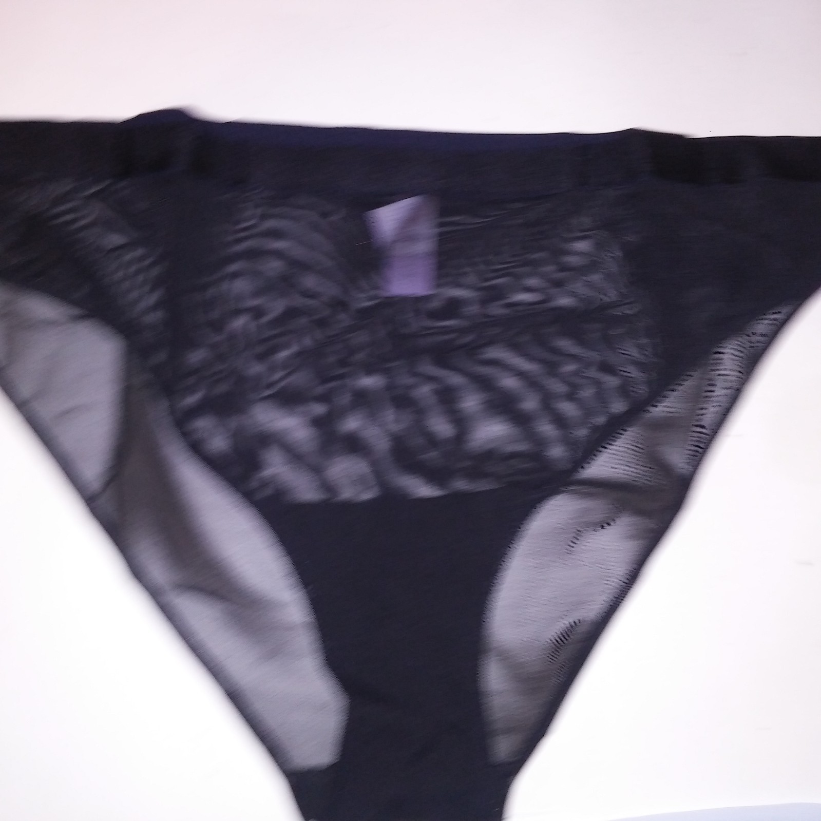 Set of 2 Joyspun Panty Cheeky Black Blue Solid Banded Sheer New