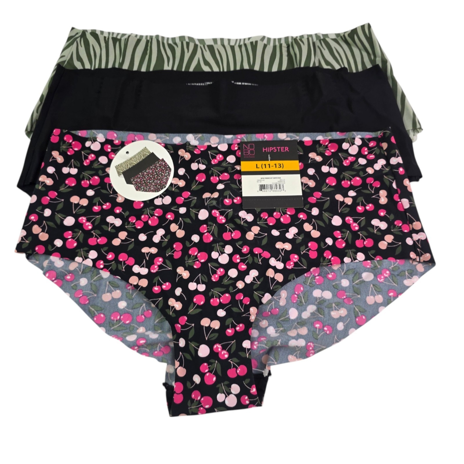 No Boundaries Free Cut Panties NOBO 3-Pack Hipster Panties – Size Large NWT