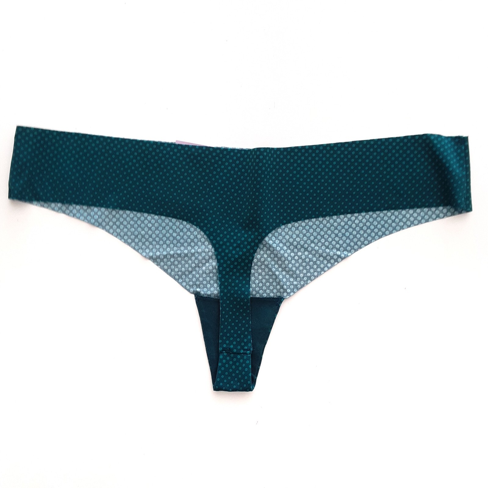 Auden Womens Size XL (16) Invisible Edge Thong Polka Dot Teal Panties