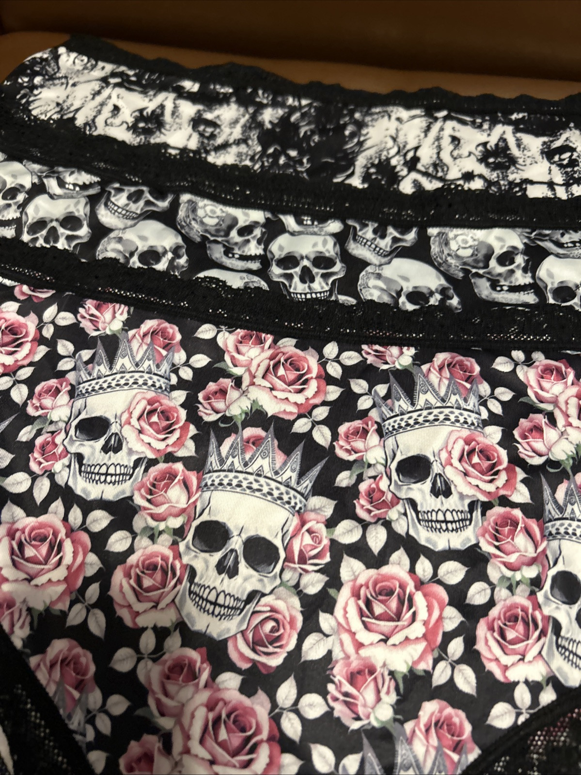 Morvia 3pk lace trim goth panties 3XL Plus Size skulls & Flowers Underwear